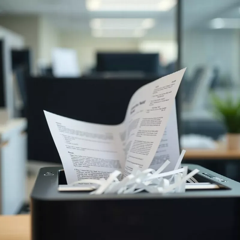 Une feuille imprimée passée au broyeur de documents